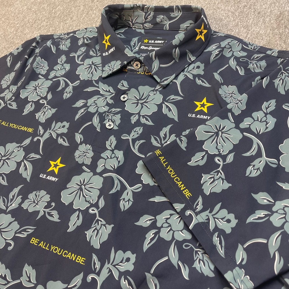 Reyn Spooner US Army Be All You Can Be  Polo Shirt Mens Large Floral Performance